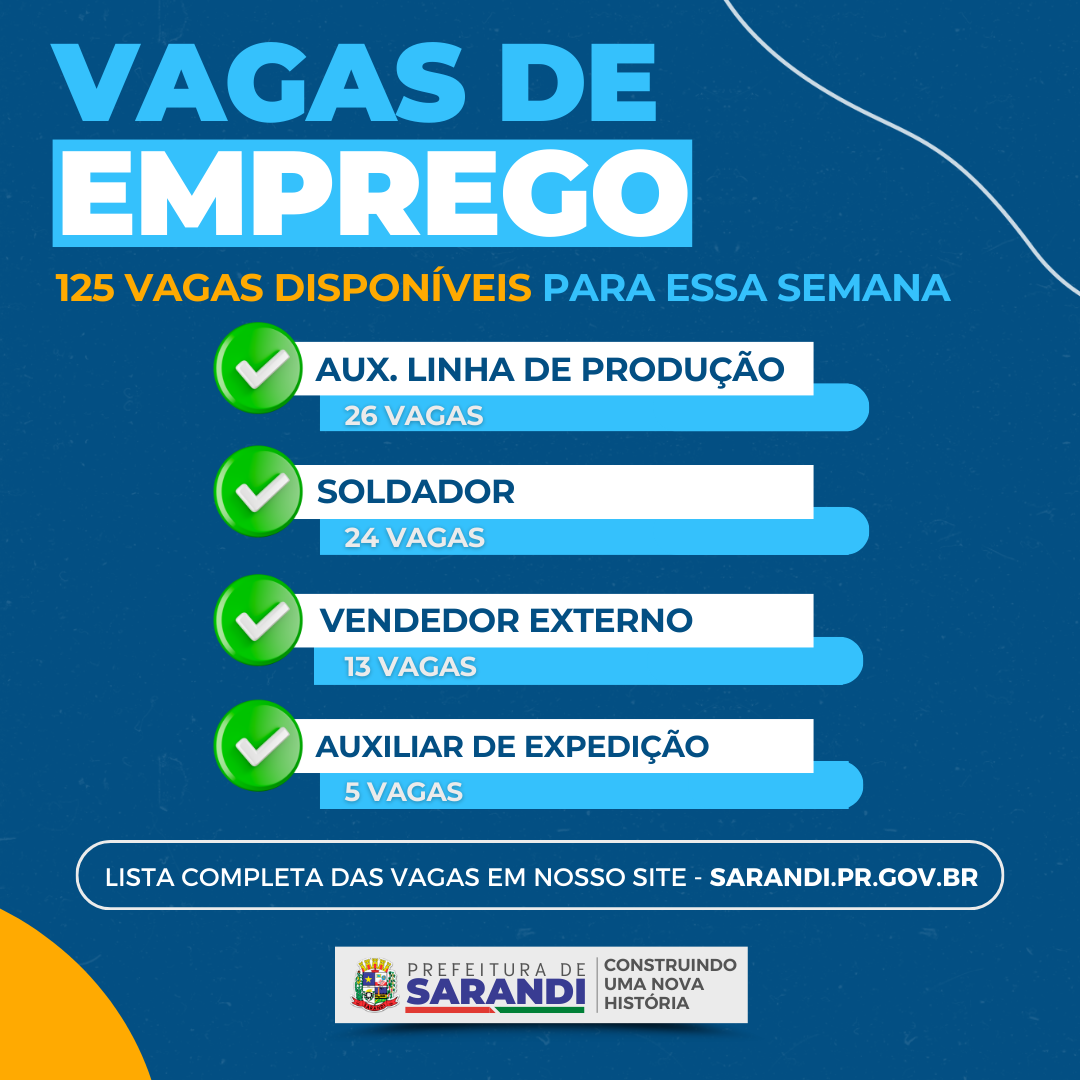 Agência do Trabalhador de Sarandi  inicia semana ofertando 125 vagas de emprego